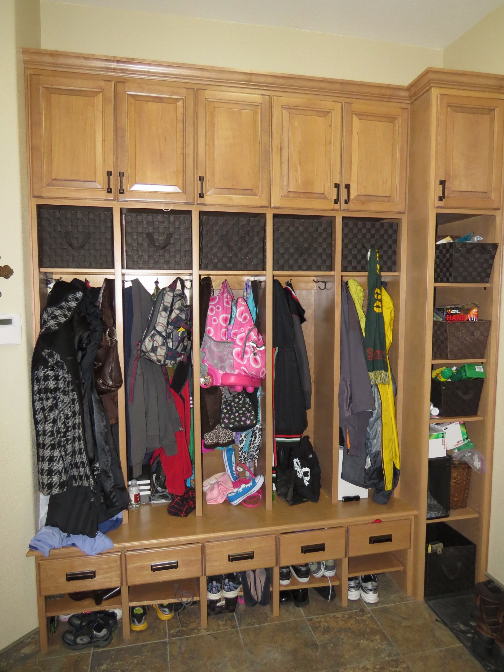 Stained Maple Lockers with Shelving