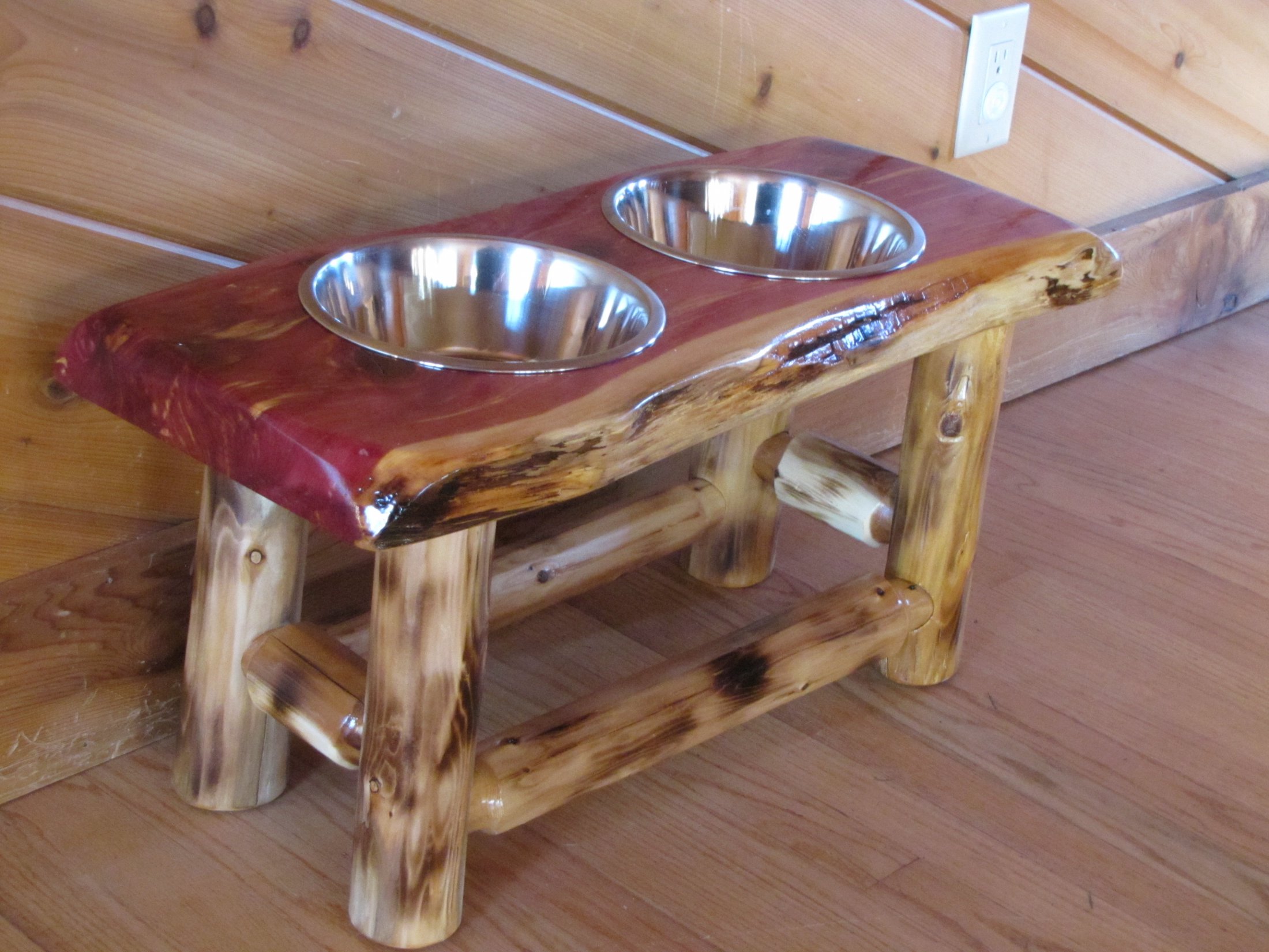 Custom Made Elevated Red Cedar Dog Feeder