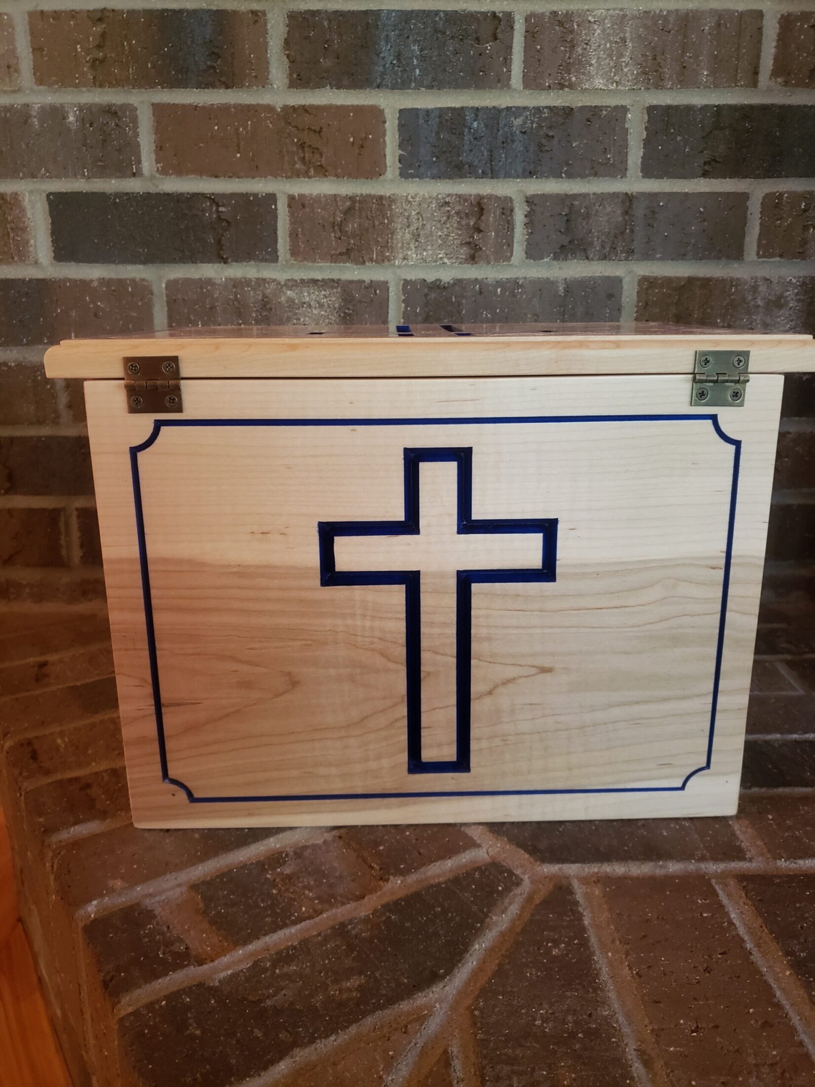 Custom Maple Box for Cremated Remains Carved and Painted