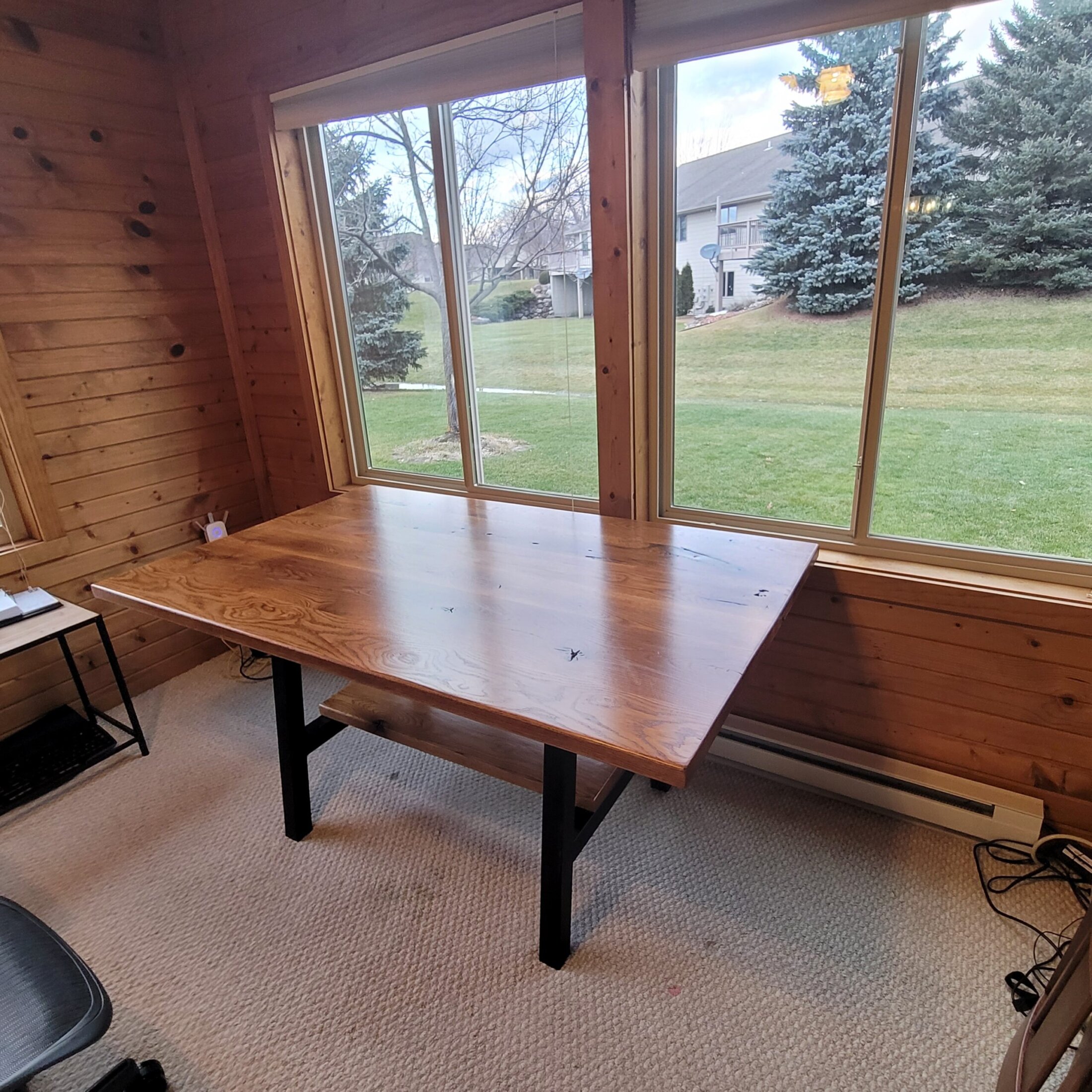 Custom Built Oak Table with Foot Rest