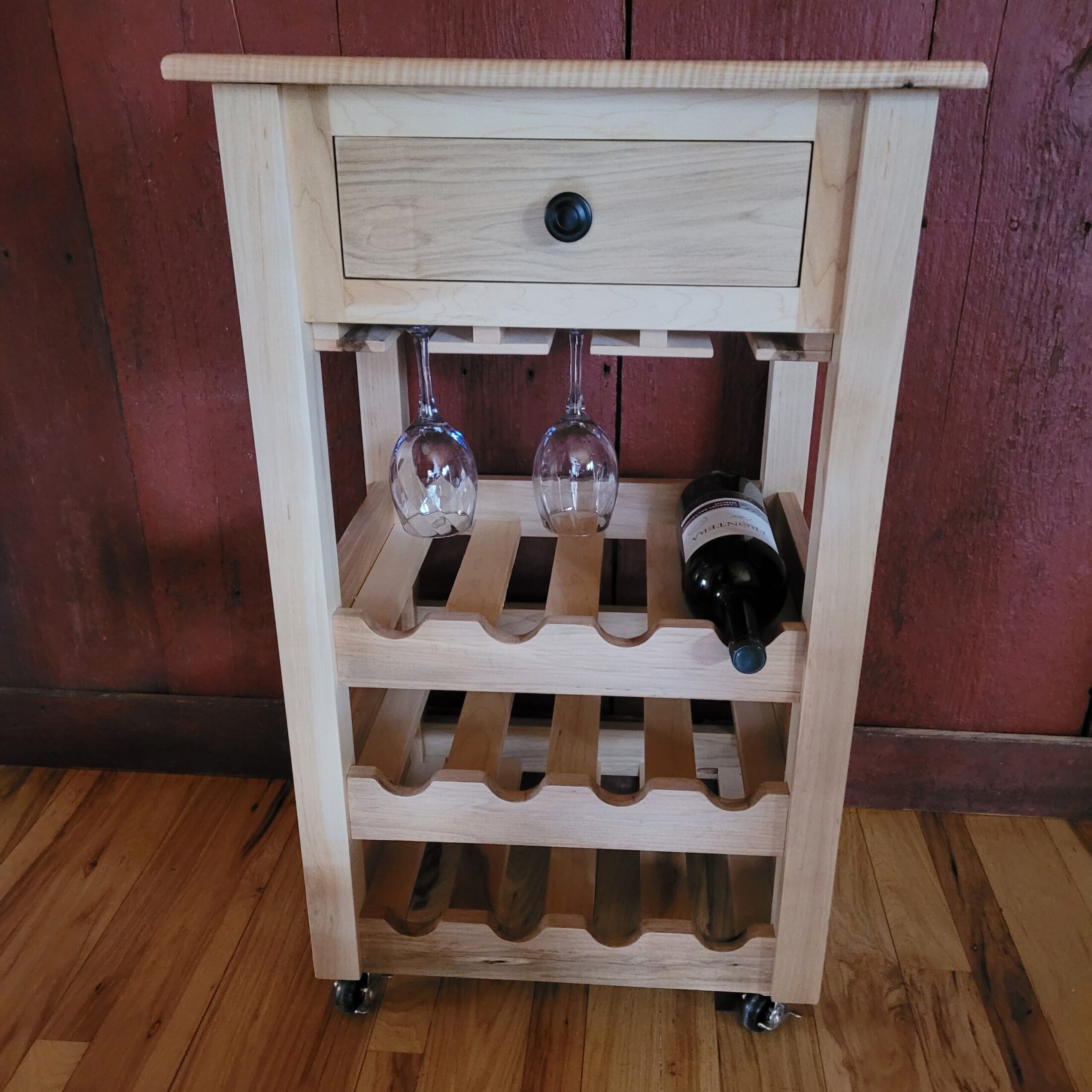 Wine Cabinet with wine glass storage on wheels