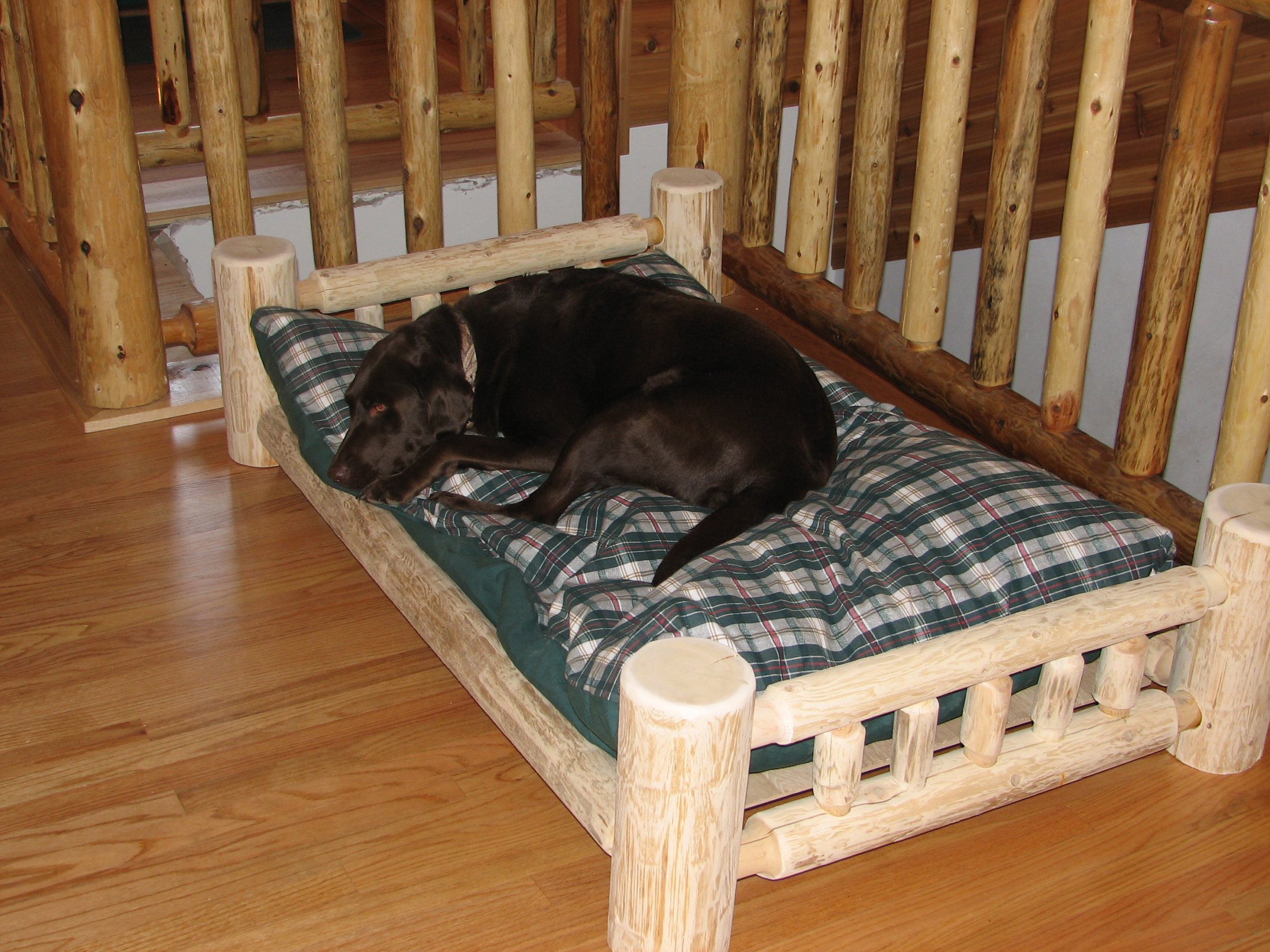 Custom Made Cedar Log Dog Bed