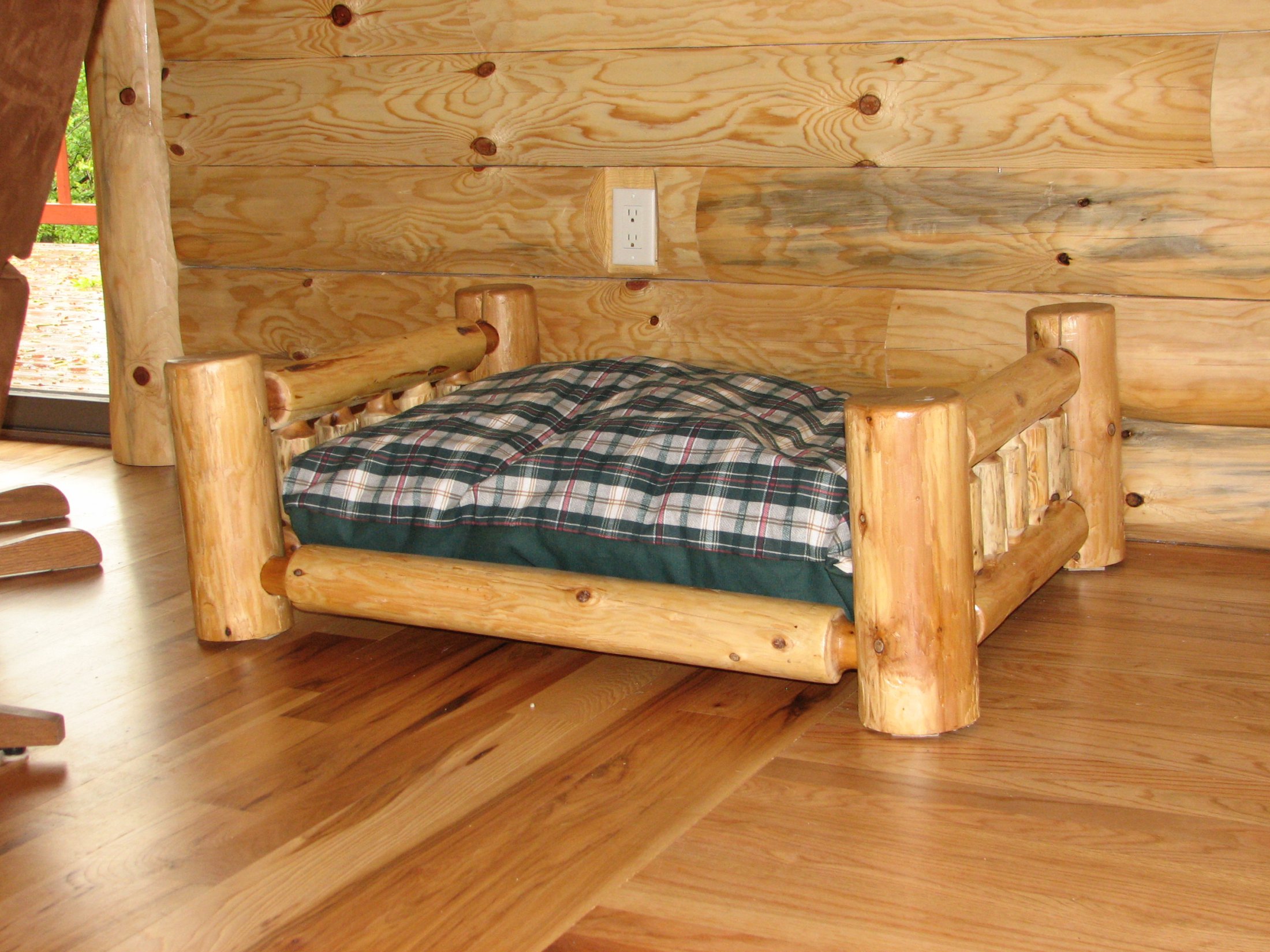 Custom made Cedar Log Dog Bed