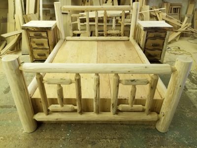 Custom White Cedar Log Bed