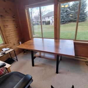 Custom Built Oak Table with Foot Rest