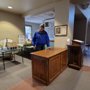 Oak Desk/Cabinet my Dad, Cy made in Memory of my Mom for Kettle Moraine United Presbyterian Church