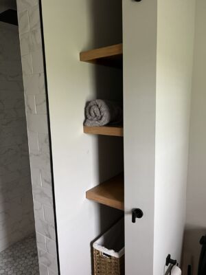 Custom Built Shelves for Nook Area in Bathroom