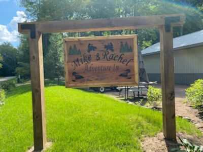 Custom Designed, Carved and Painted Cedar 2ft x 4ft Outdoor Sign  