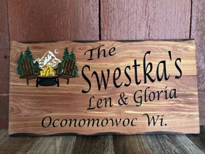 Custom Designed, Carved and Painted Cedar Sign